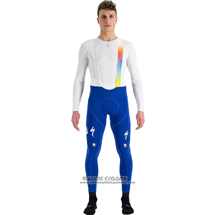 2022 Maillot Cyclisme Direct Energie Blanc Jaune Bleu Manches Longues et Cuissard